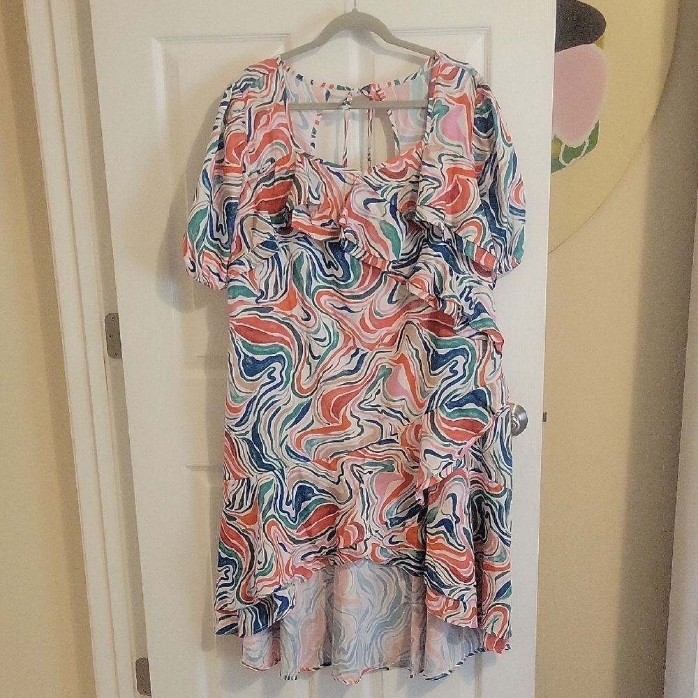 June + Vie vneck ruffle tie at back neck foe keyhole look High Low Dress Sz18/20